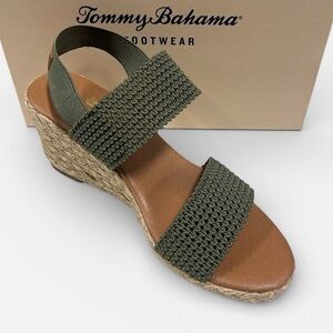 Tommy Bahama Sakura Back Strap Sage Wedge Sandal Size 8 1/2